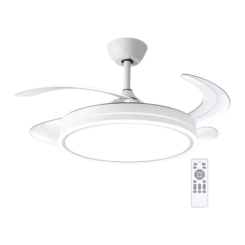 Ventilador Retractil Techo Luz Calida Fria Neutra 6 Velocida 1.06 M 50 Blanco Transparente Plastico 4