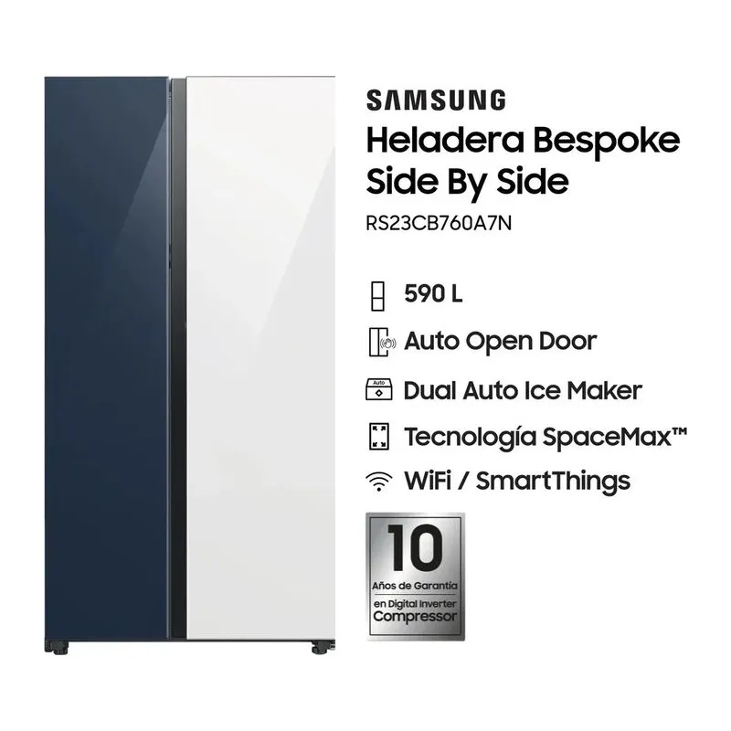 Samsung BESPOKE SBS - RS23CB760A7N · Heladera · Blanco / azul