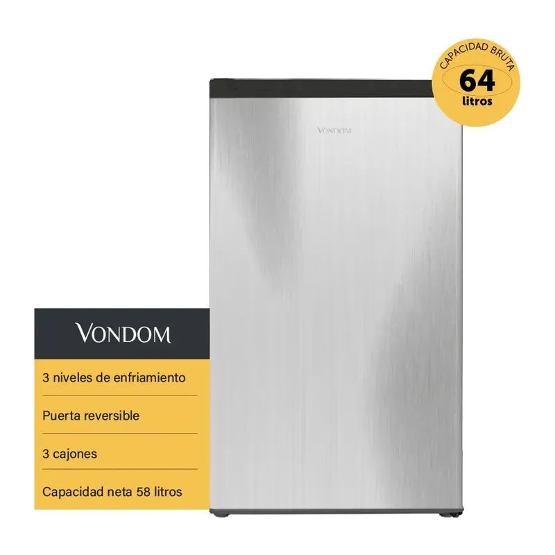 Freezer Vertical Cíclico D 64 Lts Gris FR45SILVER Vondom