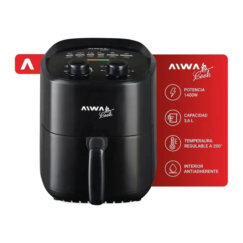 Freidora de Aire Digital 2,3 Lts 1000W Negro AW-FA20N Aiwa