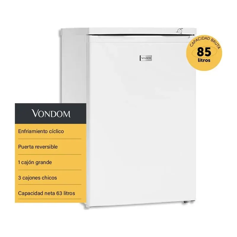 Freezer Vertical Vondom Fr55 Bajo Mesada 85l Blanco