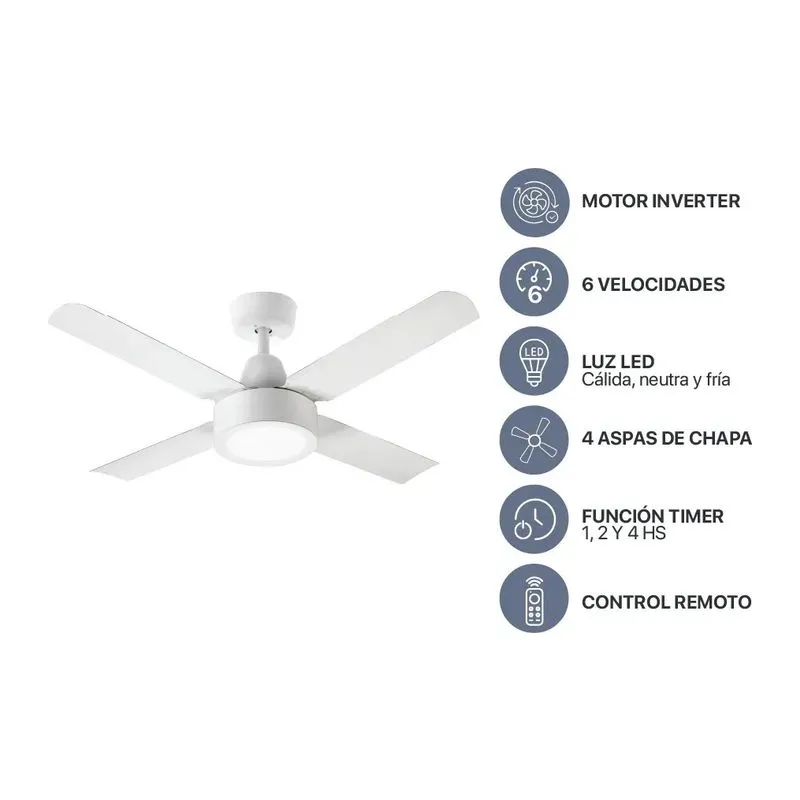 Ventilador de Techo Codini VTIAR42MB 42" Inverter Blanco