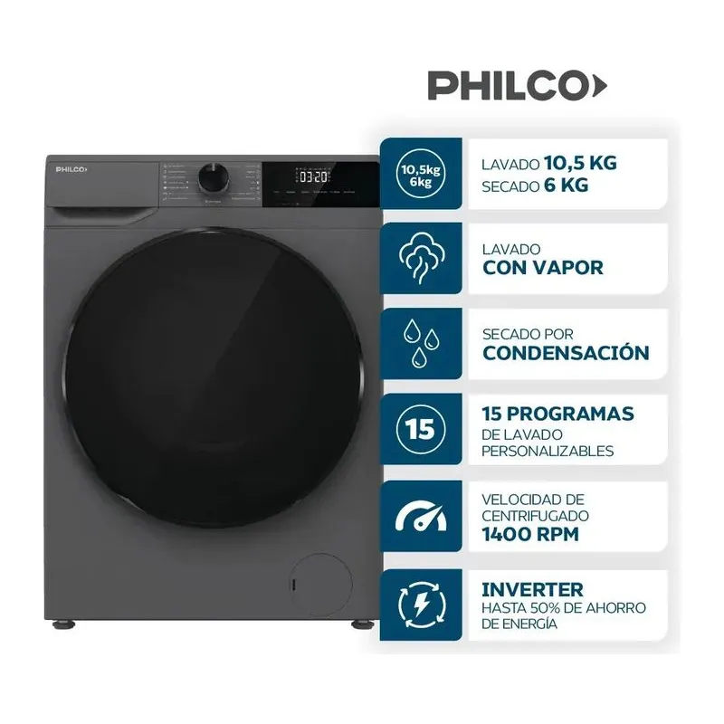 Philco PHLS1054DGN · Lavarropas Inverter · Dark grey