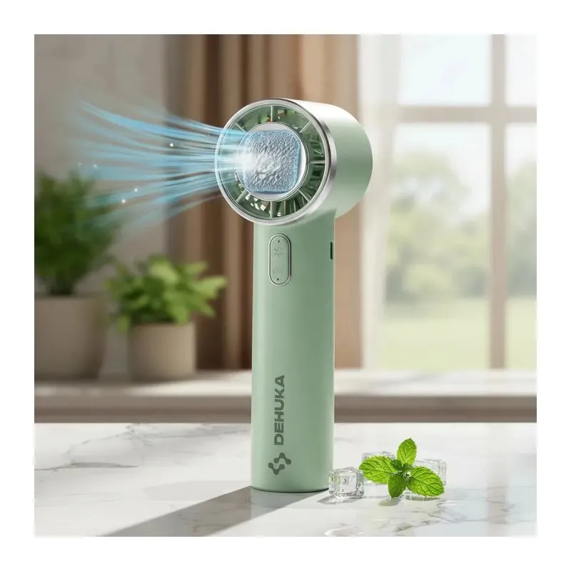 Ventilador Portátil Dehuka De Refrigeración Por Hielo, Mini Ventilador De Mano Con Compresión En Frío Y Gancho Verde Claro