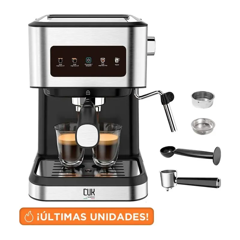 Cafetera Express Gadnic Cm3000 3 en 1 20 Bares Panel Táctil Vaporizador Depósito 15L Acero Inoxidable