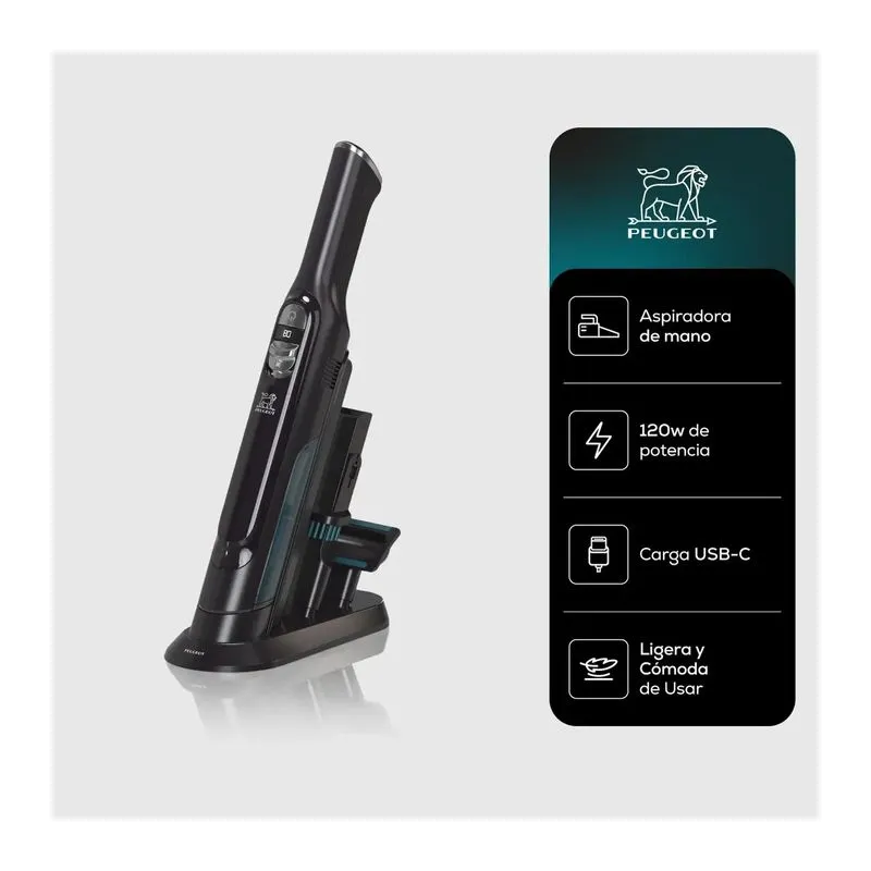 Aspiradora Inalámbrica De Mano Peugeot Gien 120w Negro