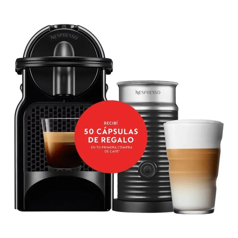 Cafetera Nespresso Inissia Black + Aeroccino3