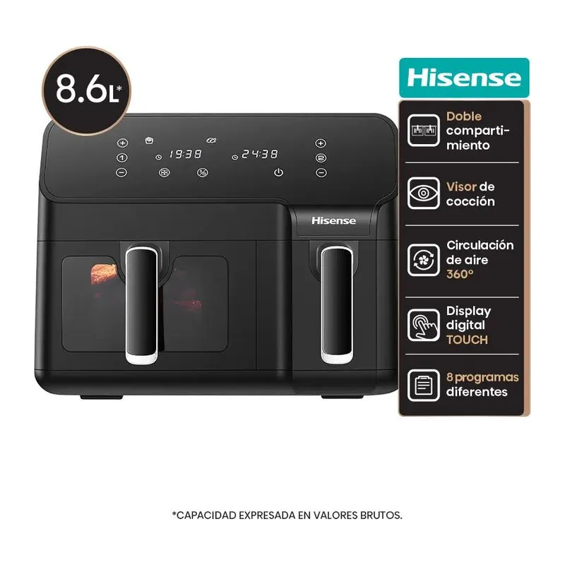Freidora sin aceite Hisense H09AFBK2S5 8.6 lt 1700W