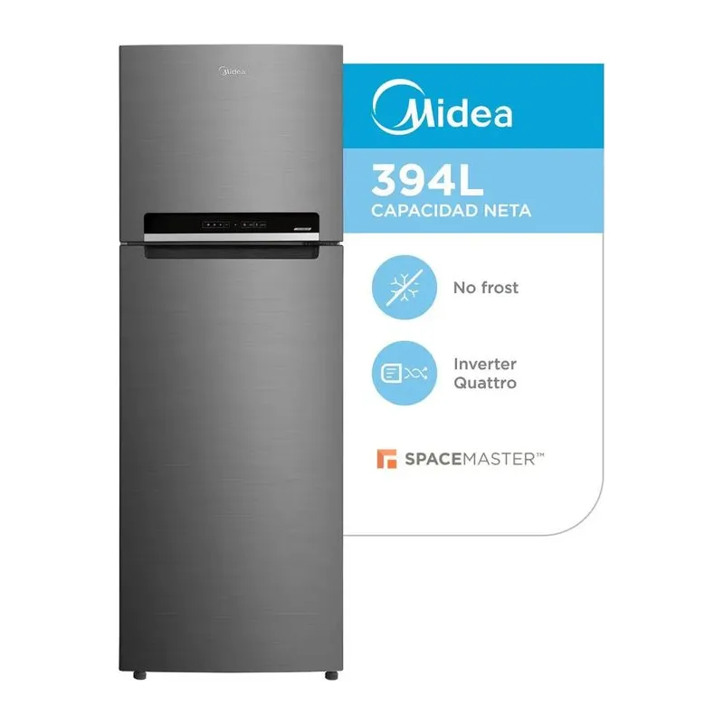 Midea MDRT533FGF46AD · Heladera Inverter 394 L · Inoxidable