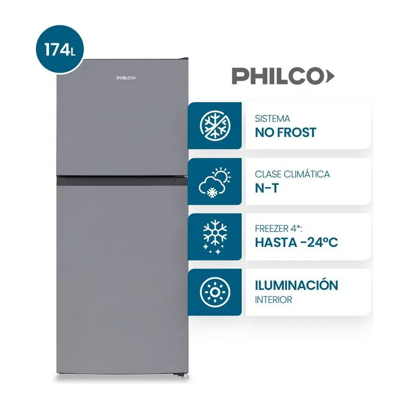 Philco PHNT198X2 · Heladera 174 L · Inoxidable