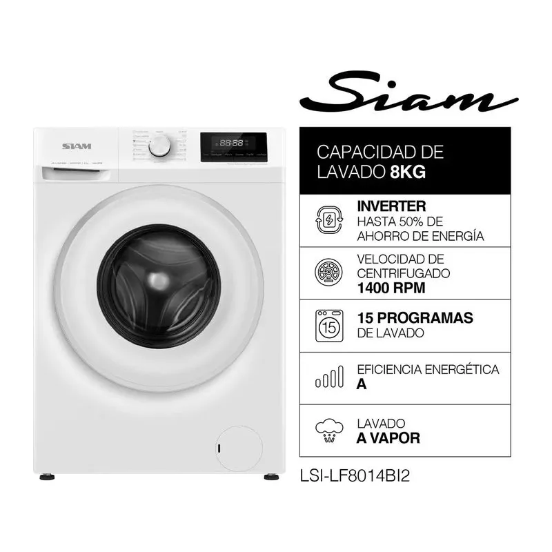 Siam LSI-LF8014BI2 · Lavarropas 8 kg