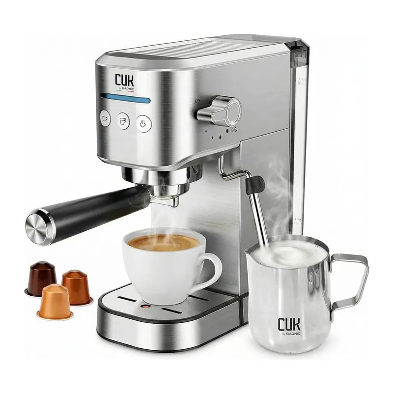 Cafetera Espresso Cuk By Gadnic 20 Bar 3 en 1 Cápsulas Nespresso y Dolce Gusto