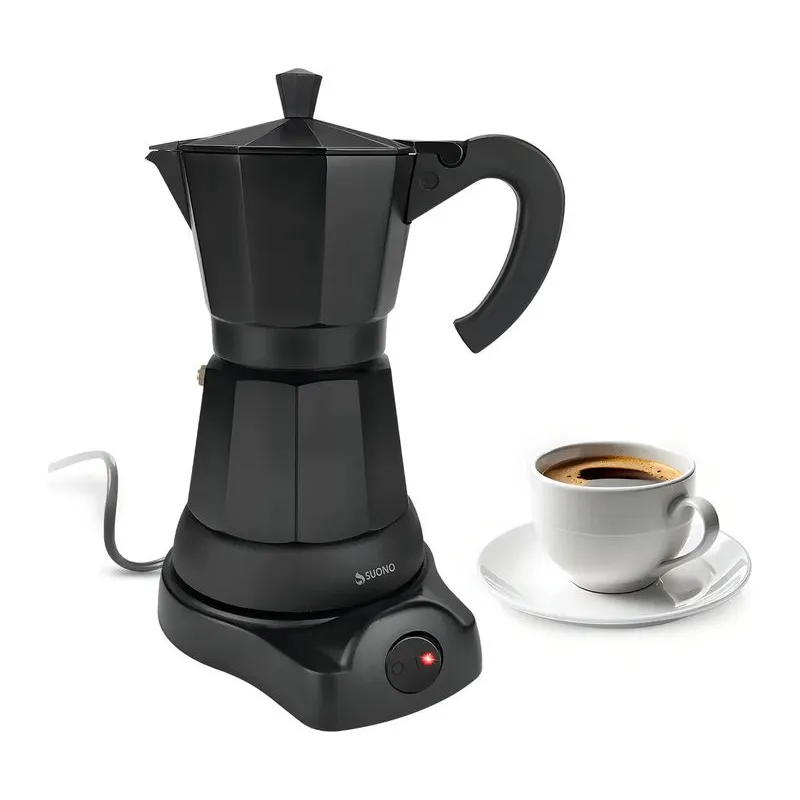 Cafetera Eléctrica Tipo Italiana Suono Base Desmontable 500w Color Negro