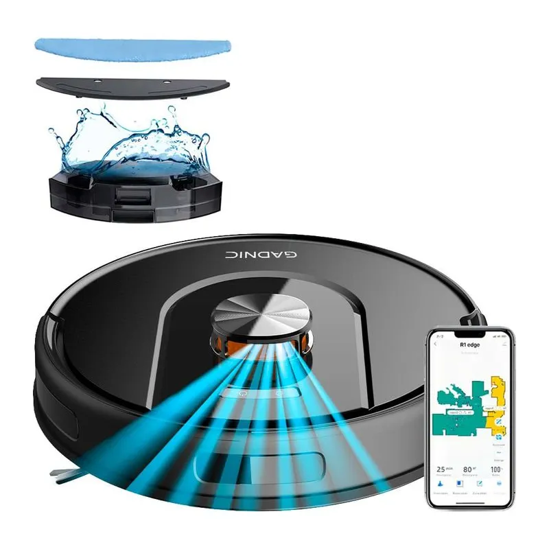 Aspiradora Robot Trapeadora Negra Gadnic V51 Mapeo Inteligente Autonomía Extendida