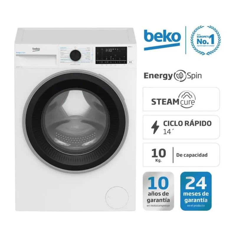 Lavarropas Beko Inverter 10Kg Carga Frontal 1400 Rpm