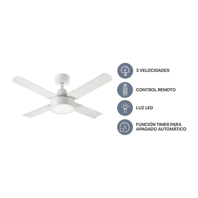Ventilador de Techo Blanco 4 aspas metálicas Control Remoto Codini - V5RB