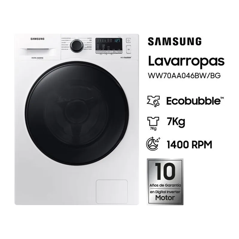 Samsung WW70AA46BW · Lavarropas 7 kg · Blanco