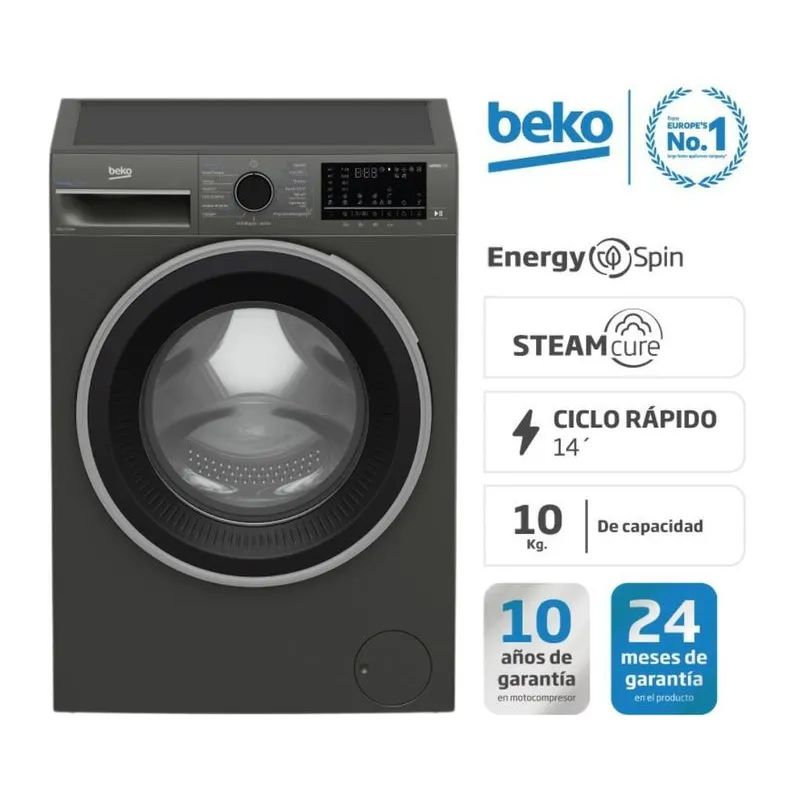 Lavarropas Beko Inverter 10Kg Carga Frontal 1400 Rpm Inoxidable