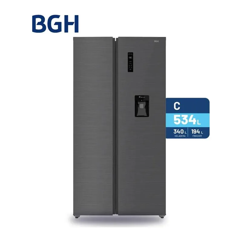 BGH BRS540I2A · Heladera 534 L · Inoxidable oscuro