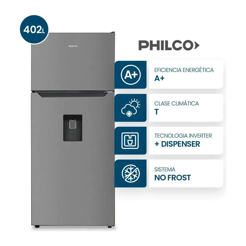 Philco PHNT453XDI2 · Heladera 402 L · Inoxidable