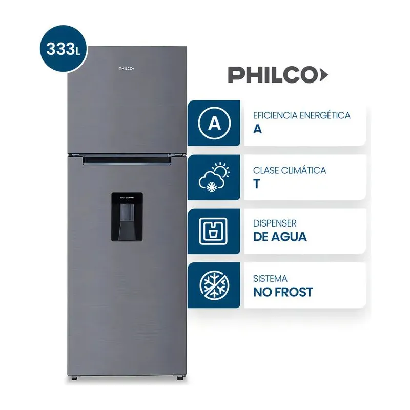 Philco PHNT367XD · Heladera 333 L · Inoxidable