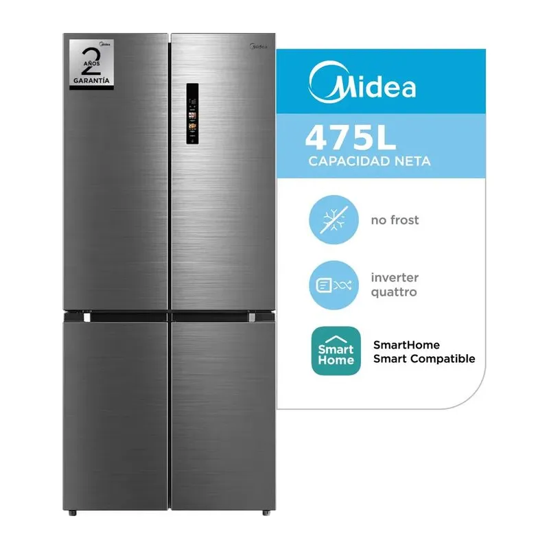 Heladera Midea 475l Inverter No Frost Mdrm691fgf46ad Inox