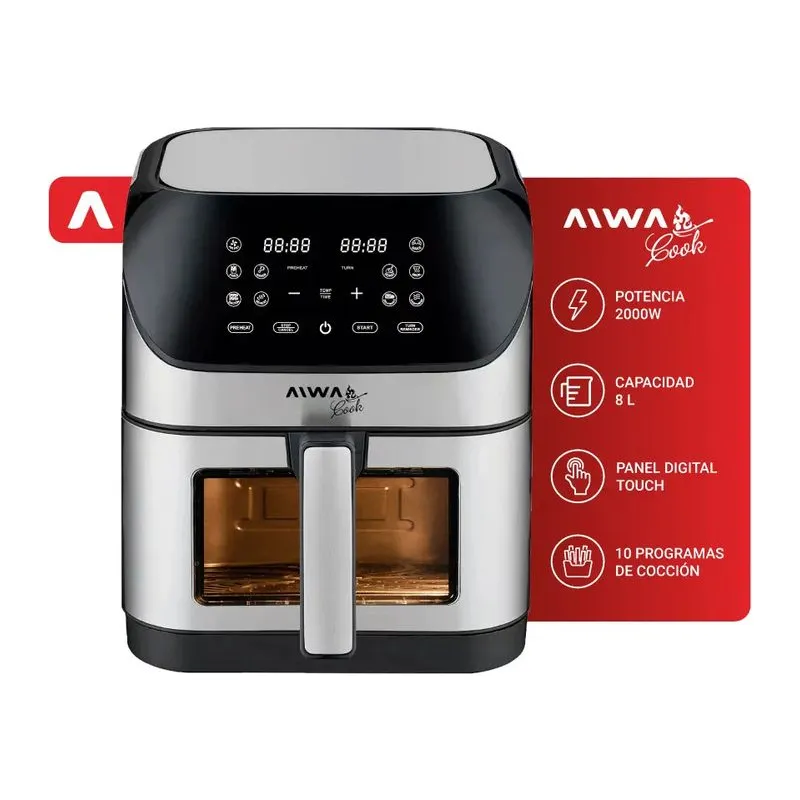 Freidora de Aire Digital 8 Lts 2000W Negro AW-FA80I Aiwa